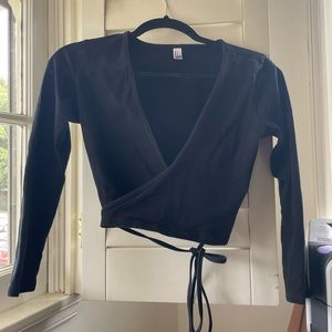 American Apparel Black Wrap Top
